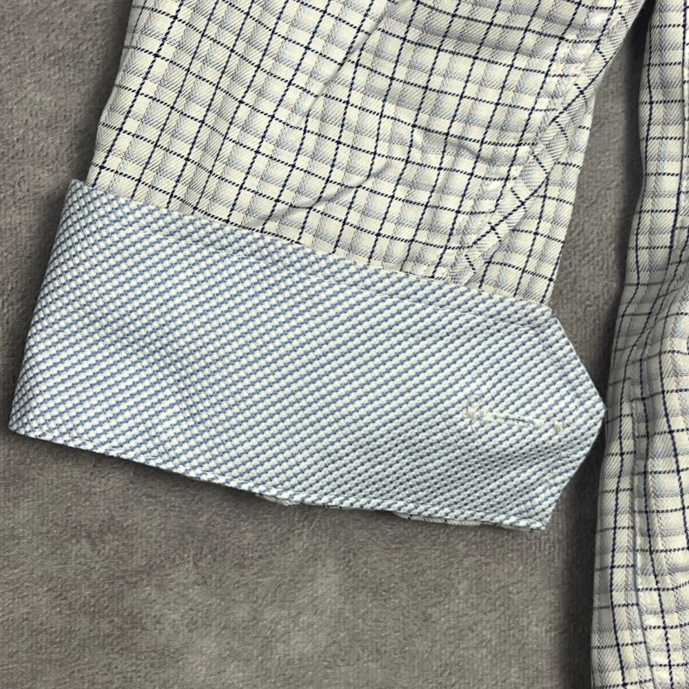 Johnston & Murphy Button Front Shirt Mens XXL Blue Excellent Check Cotton LS - Picture 5 of 9